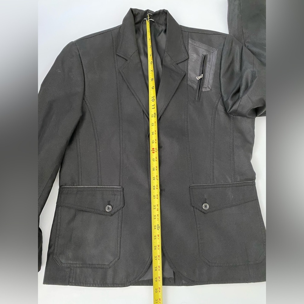Mondo Menswear Blazer Jacket Black Zipper Leather Accent New size X-Large - Picture 10 of 15